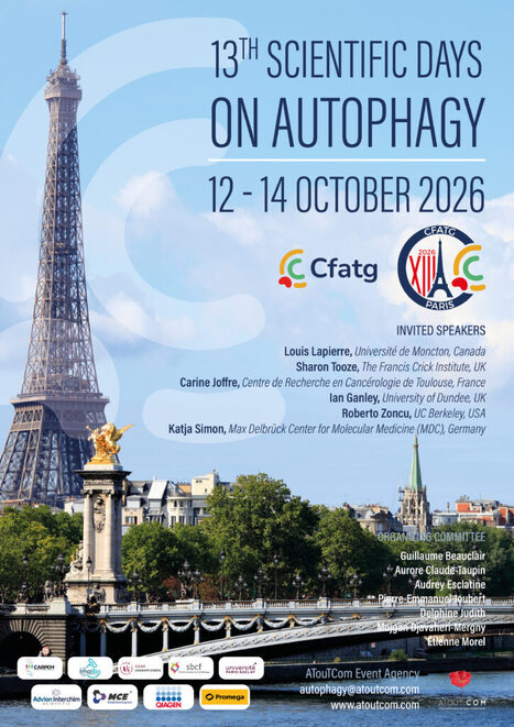 SAVE THE DATE ! 13e Journ&eacute;es scientifiques du CFATG sur l&rsquo;autophagie - Paris, 12-14 octobre 2026 | Life Sciences Universit&eacute; Paris-Saclay | Scoop.it