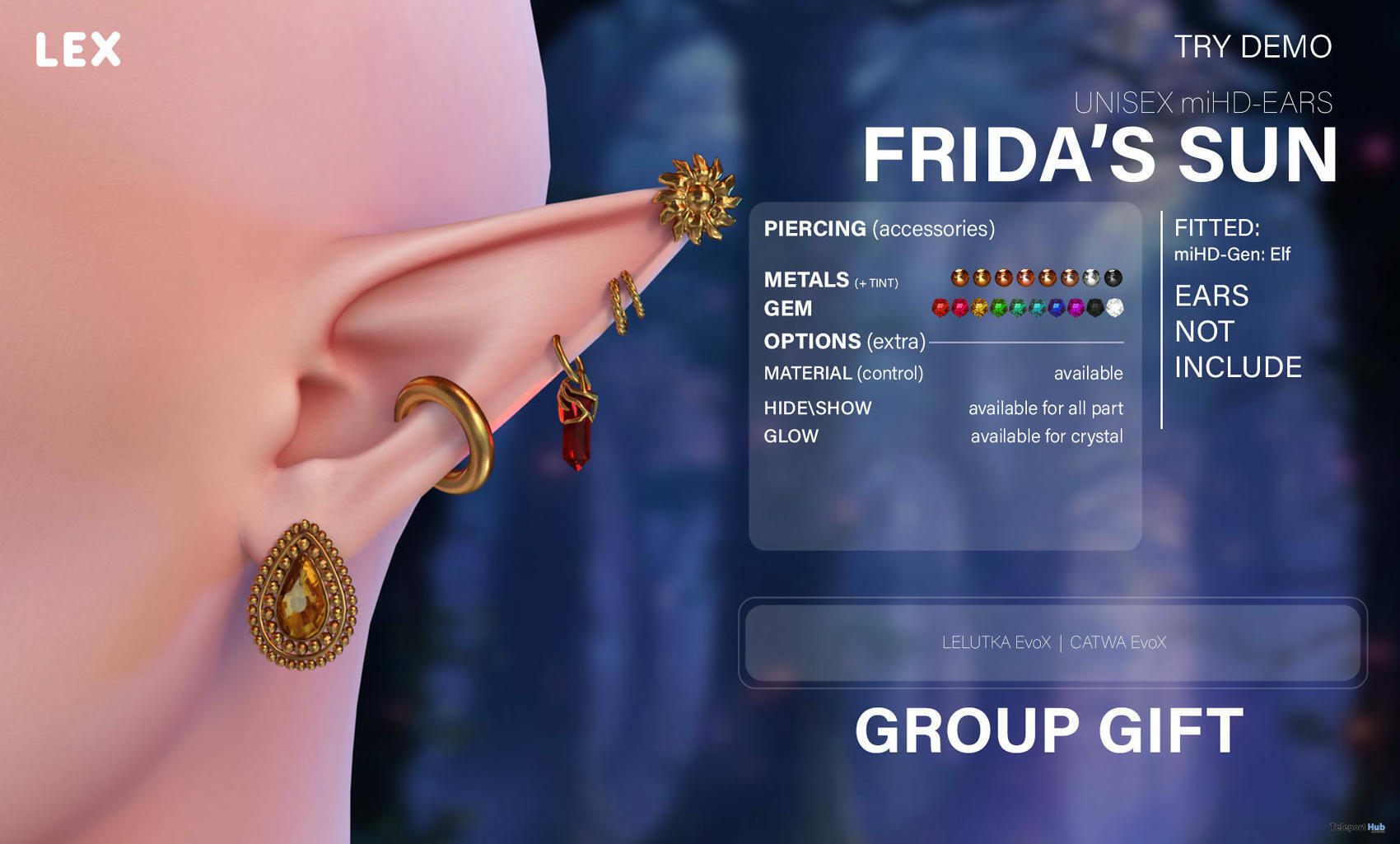 Frida’s Sun Piercings For miHD Ears Octob...