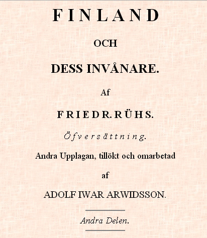 Finland av Friedr. Rühs. 1827. | 1Uutiset - Lukemisen tähden | Scoop.it