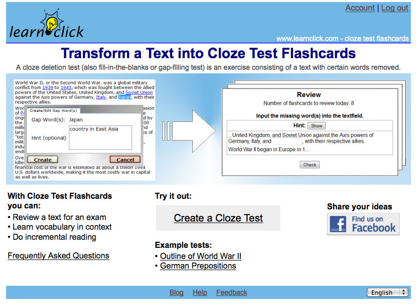 Create Cloze Test Flashcards Tools for Teache...