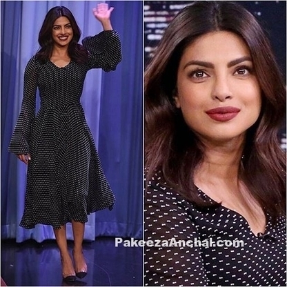 Priyanka Chopra in Bell sleeved Dress with Polka Dots | Indian Fashion Updates | Scoop.it