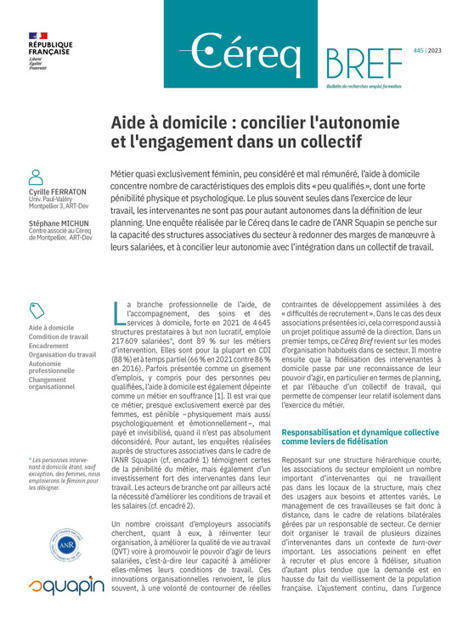 Aide &agrave; domicile&nbsp;: concilier l'autonomie et l'engagement dans un collectif | Cereq | Protection sociale | Scoop.it