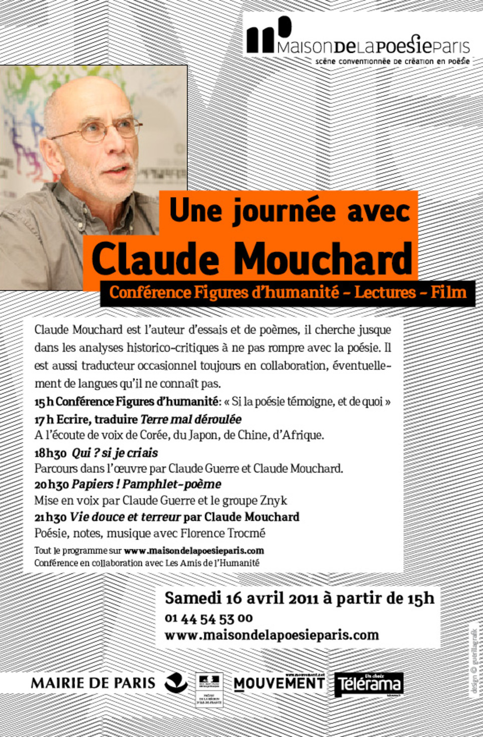 Une journée avec Claude Mouchard, ce samedi 16 Avril, à Paris | "Qui si je criais...?" | Scoop.it