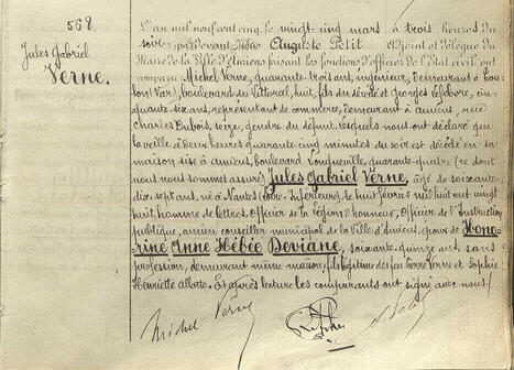 L'acte de décès de Jules Verne, signé par son fils et son gendre | Jules Verne News | Scoop.it
