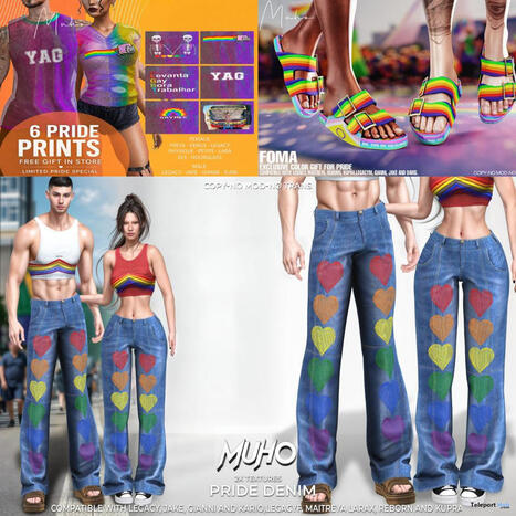 Foma Sandals, Tank Top, & Denim Pants Pride Edition June 2026 Group Gift by MUHO | Teleport Hub - Second Life Freebies | Second Life Freebies | Scoop.it