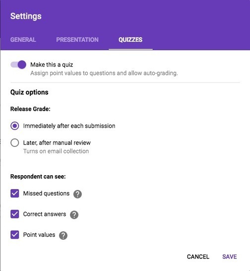 How to use the Quizzes feature in Google forms ...