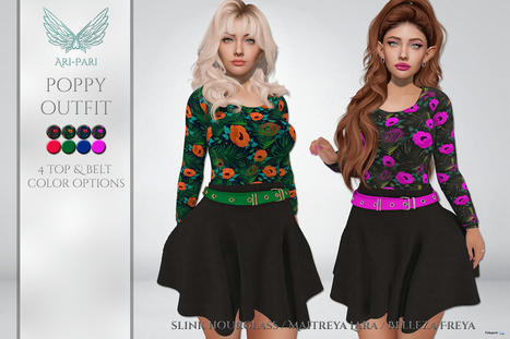 Poppy Outfit August 2022 Group Gift by [Ari-Pari] | Teleport Hub - Second Life Freebies | Second Life Freebies | Scoop.it