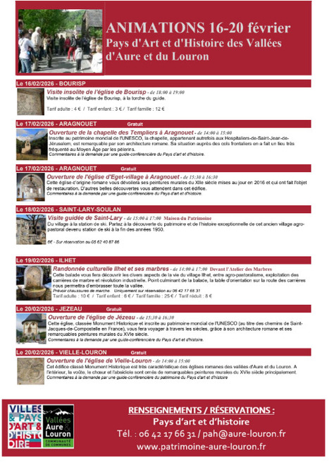 Animations du Pays d'Art et d'Histoire du 16 au 20 f&eacute;vrier | Vall&eacute;es d'Aure & Louron - Pyr&eacute;n&eacute;es | Scoop.it