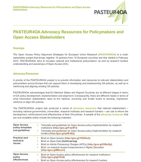 Celebrating Open Access Week with PASTEUR4OA Advocacy Resources | Open Access Working Group | Bonnes pratiques en documentation | Scoop.it
