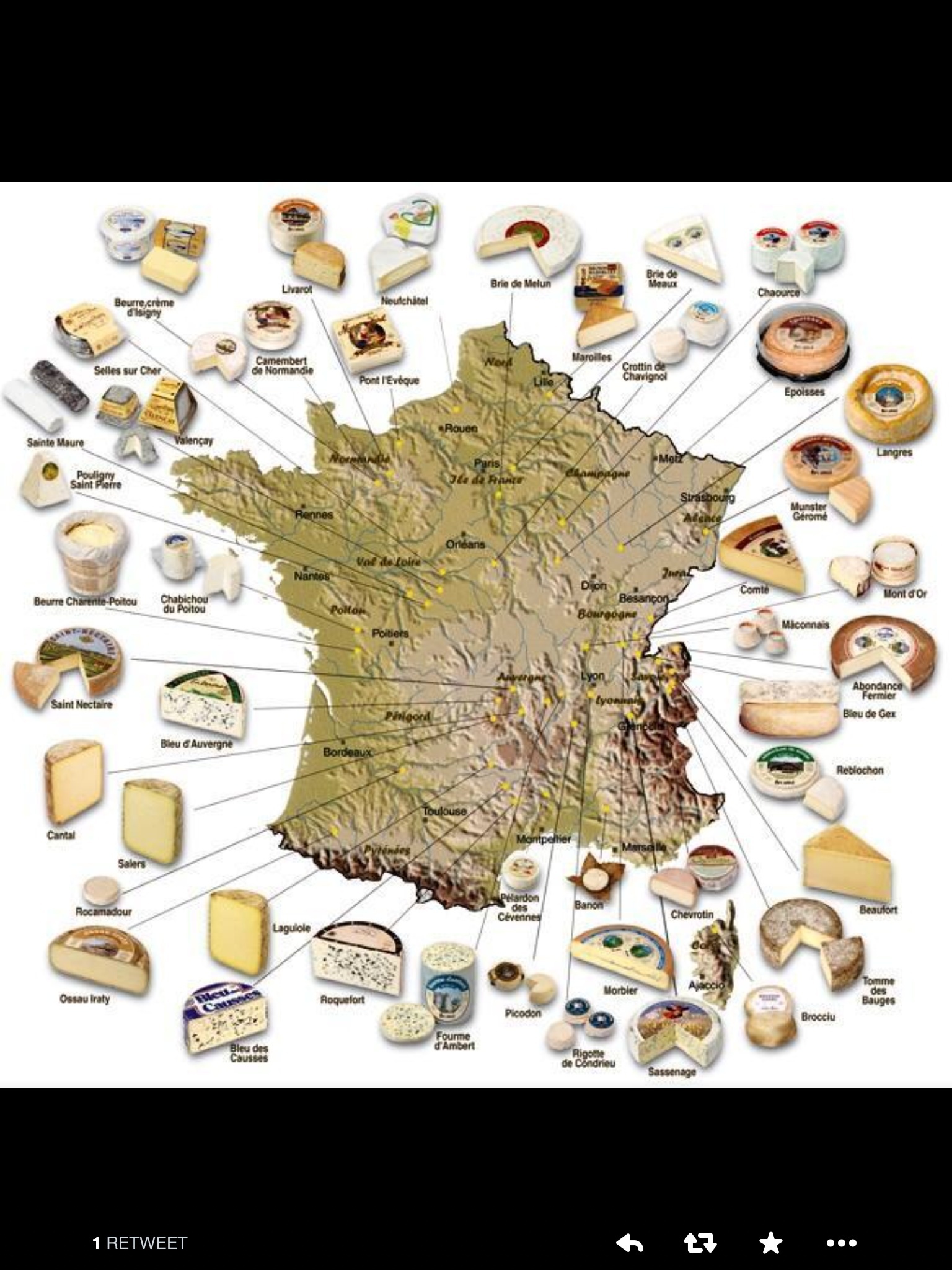 La carte des fromages français langue