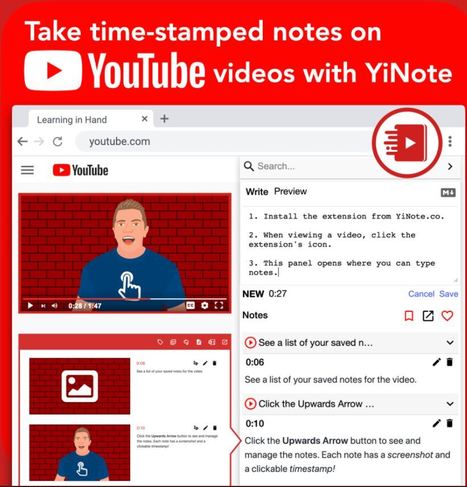 YiNote Extension - allows students to take time stamped notes while watching YouTube videos via @tonyvincent | Rapid eLearning | Scoop.it