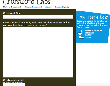 Free, Online Crossword Maker - Crossword Labs | Digital Delights for Learners | Scoop.it