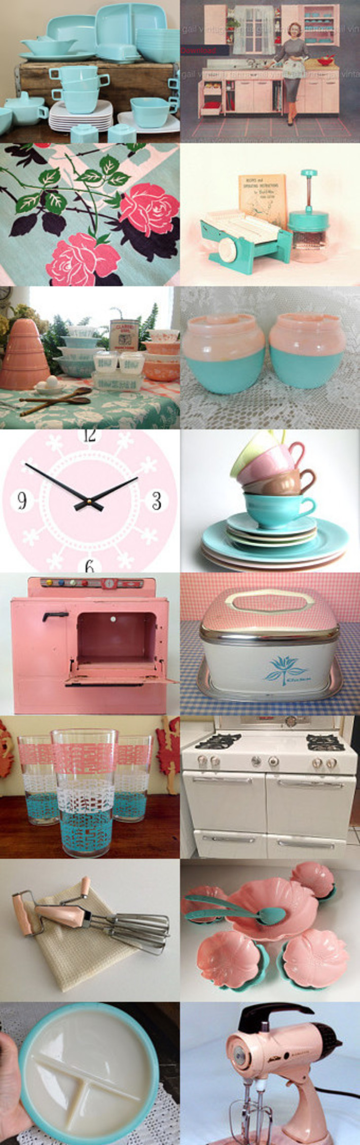 Spring Kitchen in Aquas & Pinks by Lonnie on Etsy | Antiques & Vintage Collectibles | Scoop.it