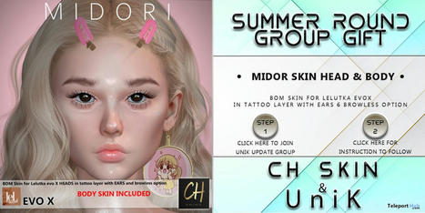 Midori BOM Skin For Lelutka EvoX UniK Event July 2023 Group Gift by CH Skins | Teleport Hub - Second Life Freebies | Second Life Freebies | Scoop.it