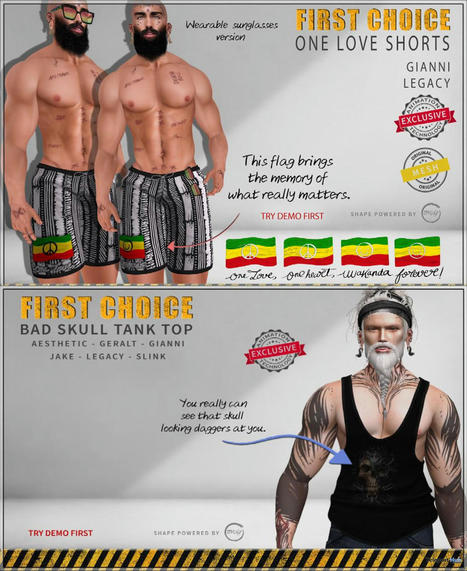 One Love Shorts & Bad Skull Tank Top MIIX Event October 2021 Group Gift by First Choice | Teleport Hub - Second Life Freebies | Second Life Freebies | Scoop.it
