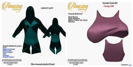 Men Assassin Jacket & Female Tank Top January 2022 Group Gift by AmAzInG CrEaTiOnS | Teleport Hub - Second Life Freebies | Second Life Freebies | Scoop.it