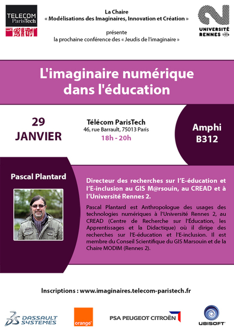 L’imaginaire numérique dans l’éducation - Jeudi de l’imaginaire - 29 janvier 2015 18h-20h - à Telecom ParisTech 46 rue Barrault 75013 Paris | Agenda of events for innovation - Paris | Scoop.it
