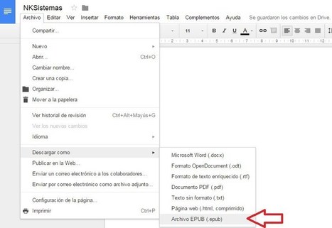 Guarda tus documentos de Google Doc en formato epub | TIC & Educación | Scoop.it