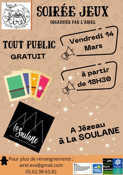 Soirée Jeux avec l'AIREL, vendredi 14 mars à La Soulane | Vallées d'Aure & Louron - Pyrénées | Scoop.it