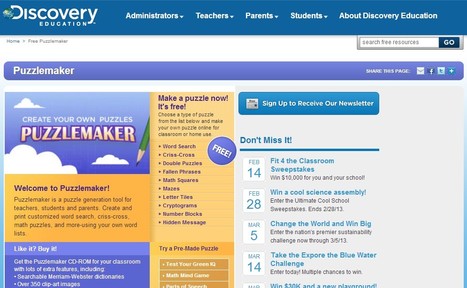 Free Puzzlemaker | Discovery Education | Latest Social Media News | Scoop.it