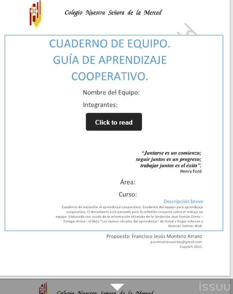 Cuaderno de trabajo para aprendizaje cooperativo | tecno4 | Scoop.it