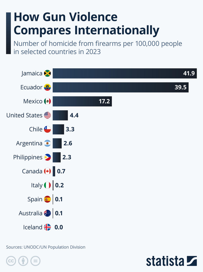 Chart: How Gun Violence Compares Internationally | Statista | Political Report | Scoop.it