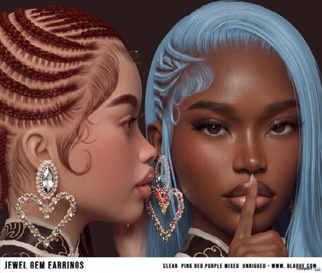 Jewel Gem Earrings October 2026 Group Gift by Bl&aacute;que | Teleport Hub - Second Life Freebies | Second Life Freebies | Scoop.it