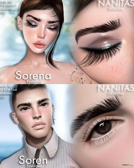 Soren & Sorena Eyebrows December 2025 Group Gift by Nanitas Designa | Teleport Hub - Second Life Freebies | Second Life Freebies | Scoop.it