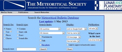 Meteoritical Bulletin: Search the Database | 21st Century Tools for Teaching-People and Learners | Scoop.it