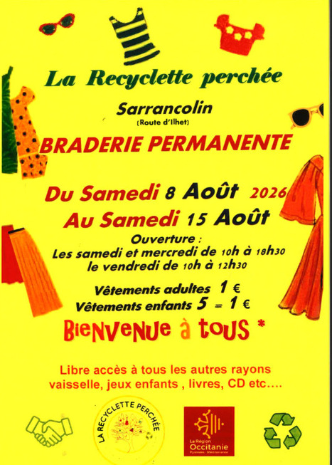 Braderie sur les v&ecirc;tements &agrave; la Recyclette perch&eacute;e du 8 au 15 ao&ucirc;t | Vall&eacute;es d'Aure & Louron - Pyr&eacute;n&eacute;es | Scoop.it