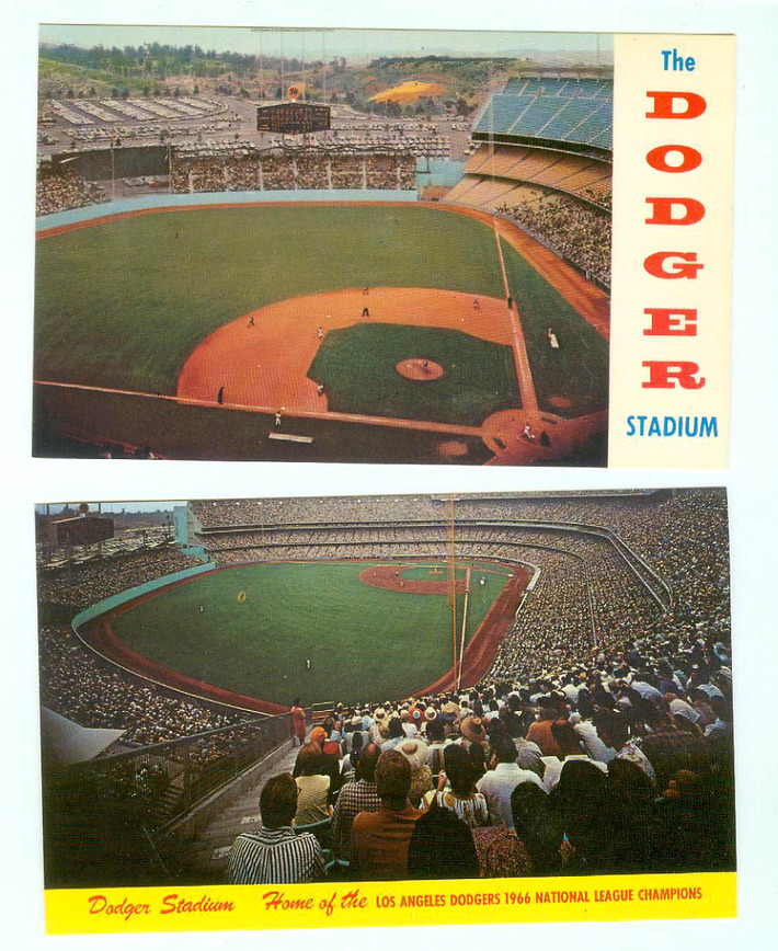 2 Vintage Plastichrome Color Postcards of Dodger Stadium Unused | Antiques & Vintage Collectibles | Scoop.it