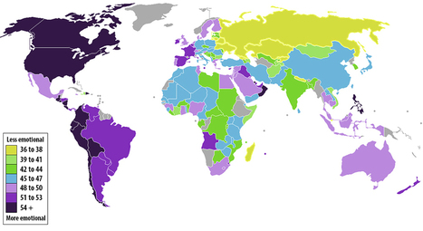 A color-coded map of the world’s most and least emotional countries | Digital Delights - Digital Tribes | Scoop.it