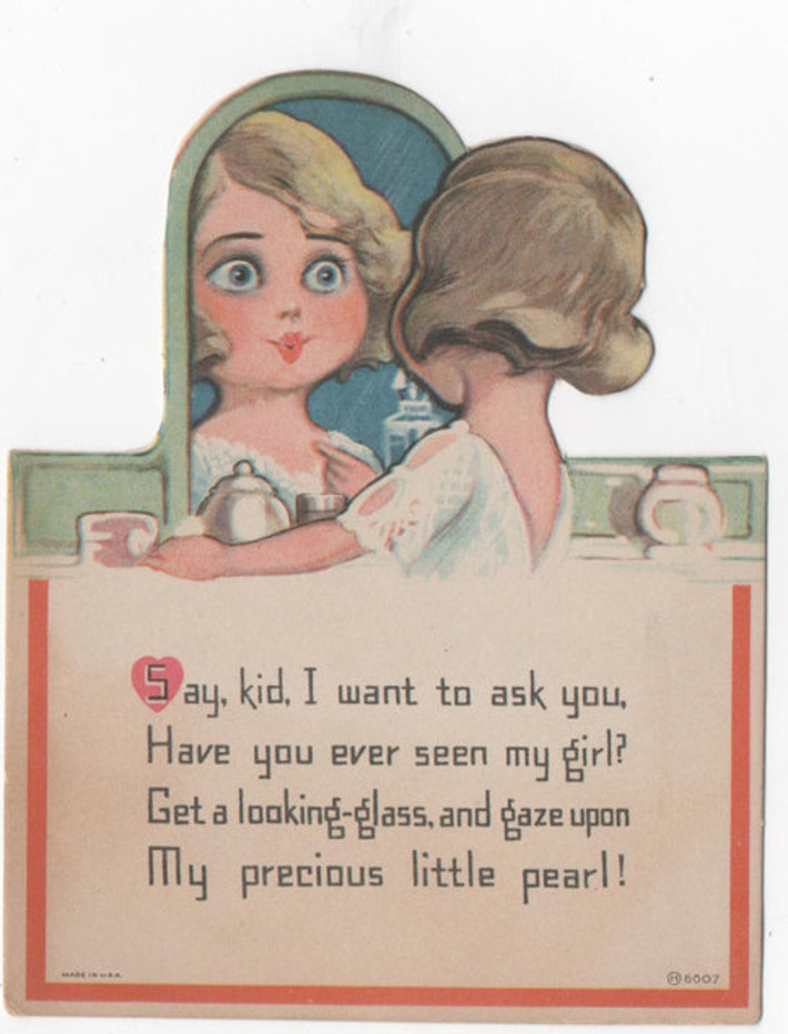 Unused Adorable Little Girl At Her Vanity Die Cut Vintage 1930's Valentine | Antiques & Vintage Collectibles | Scoop.it