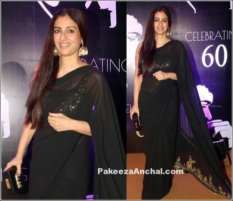Tabu in Designer Black Sabyasachi Saree with Shimmering Black Blouse | Indian Fashion Updates | Scoop.it