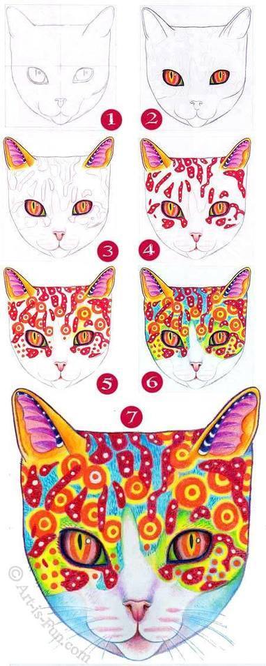 How to Draw a Cat: Learn How to Create a Unique Colorful Cat Drawing | Drawing and Painting Tutorials | Scoop.it