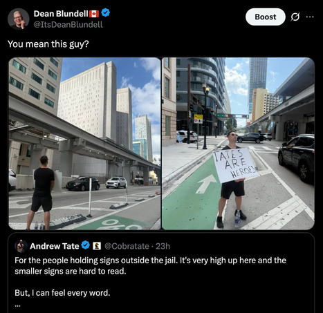 One Guy, One Sign: The Manosphere Sent Its Entire Real-World Army To Free The Tates, And He&rsquo;s Standing Alone Outside FDC Miami | Communications Major | Scoop.it