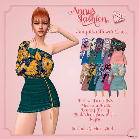 Amyalka Flower Dress Fatpack Teleport Hub Group Gift by anny’s Fashion | Teleport Hub - Second Life Freebies | Second Life Freebies | Scoop.it