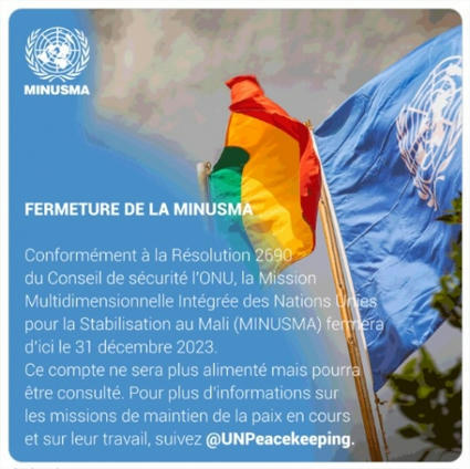 Départ bis! La Minusma clôt officiellement 10 ans de présence au Mali | GUERRE AU MALI - FRENCH MILITARY OPERATIONS IN MALI | Scoop.it