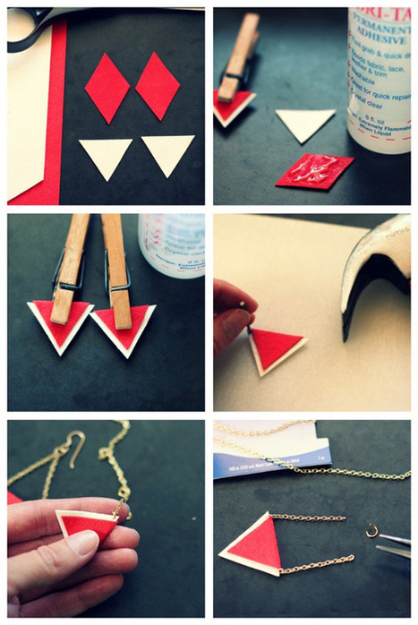 Orecchini triangolari in pelle scamosciata bicolore | Orecchini Fai da Te: i migliori tutorial | Scoop.it