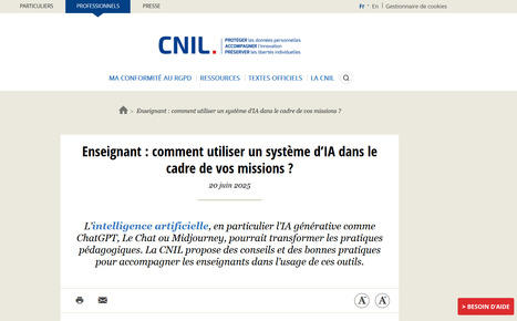 Enseignant : comment utiliser un système d’IA dans le cadre de vos missions ? | IA générative (IAg) et pédagogie | Scoop.it