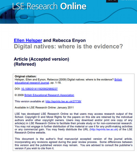 Digital Natives - where's the evidence (don't assume your students know the effective use of Tech) by Ellen Helsper | Education 2.0 & 3.0 | Scoop.it