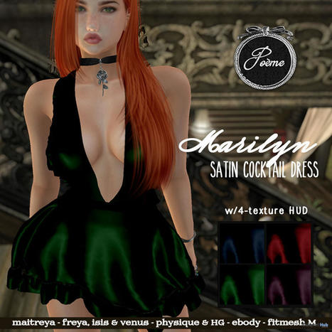 Marilyn Satin Cocktail Dress Fatpack Teleport Hub Group Gift by {Poeme} | Teleport Hub - Second Life Freebies | Second Life Freebies | Scoop.it