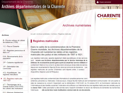 GénéInfos: Les registres matricules de Charente sont en ligne ! | Autour du Centenaire 14-18 | Scoop.it