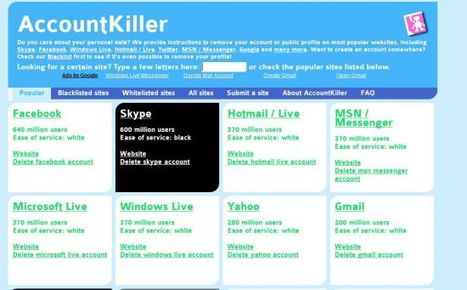 Supprimer ses comptes des sites et réseaux sociaux : AccountKiller | Time to Learn | Scoop.it