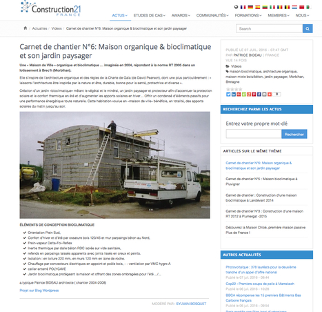 "Carnet de chantier N°6: Maison organique & bioclimatique et son jardin paysager - a.typique Patrice Bideau " - Construction21 | Architecture Organique | Scoop.it