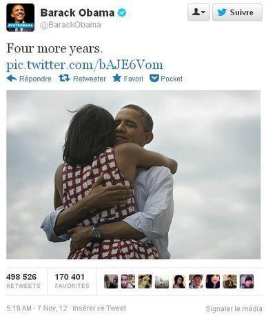 Obama : record de retweet avec "Four more years" | Tout le web | Scoop.it