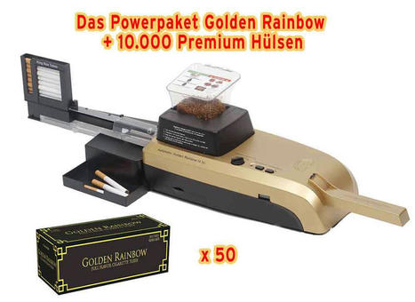 Golden Rainbow Powerpaket mit 10000 Premium Hülsen | elektrische stopfmaschine | Scoop.it
