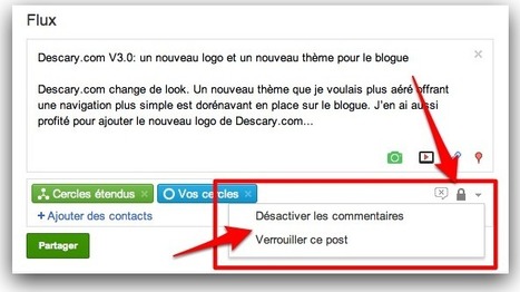 Google+ : d&eacute;sactivez le partage et les commentaires avant de publier votre post | Google + Project | Scoop.it