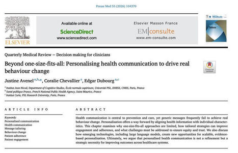 The first article of my PhD is out, published in La Presse M&eacute;dicale. With Coralie Chevallier and Edgar Dubourg, we explore the mechanics of personalised health communication: why it works, its&hellip; | ... | H&eacute;sitations Vaccinales: Observatoire HESIVAXs | Scoop.it