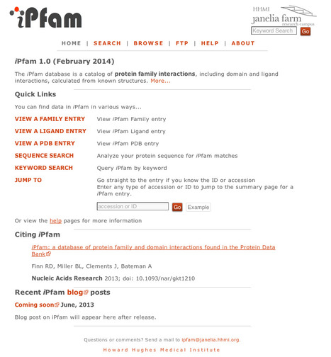 iPfam - a database of protein family interactions | bioinformatics-databases | Scoop.it